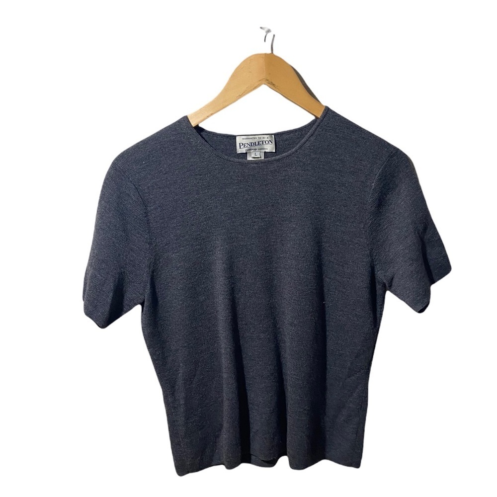 Pendleton Vintage Grey T-shirt Short Sleeve Sweater Top Size L